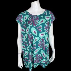 GYMWRAP CloudKNIT Everyday Luxe Performance Top‎ 3X Purple Green Floral NWT